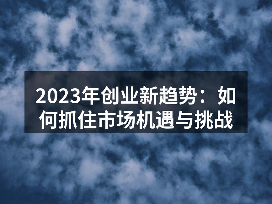 2023年创业新趋势：如何抓住市场机遇与挑战